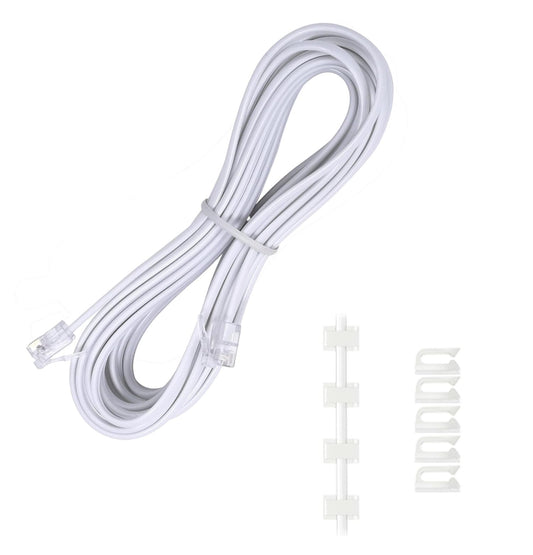 モジュラーケーブル 2m 電話線 Tuguiyo 6極2芯 RJ11 ADSL用 電話延長コード 電話延長ケーブル オステレホンケーブル コネクタ 爪折れ防止 粘着コードクリップ5個付き - 剥がしても跡が残らない