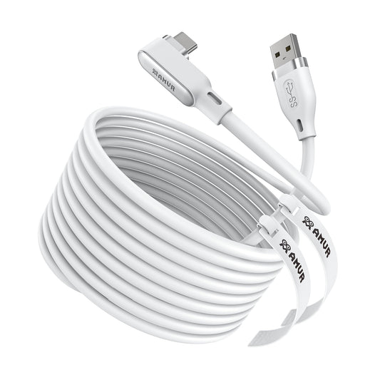 5m L字型 Linkケーブル Quest 3/ Quest 3S/Quest 2/Pro/Pico 4に対応USB-Cケーブル、最大速度 5Gbps、USB 3.0 高速PCデータ転送 (5m)