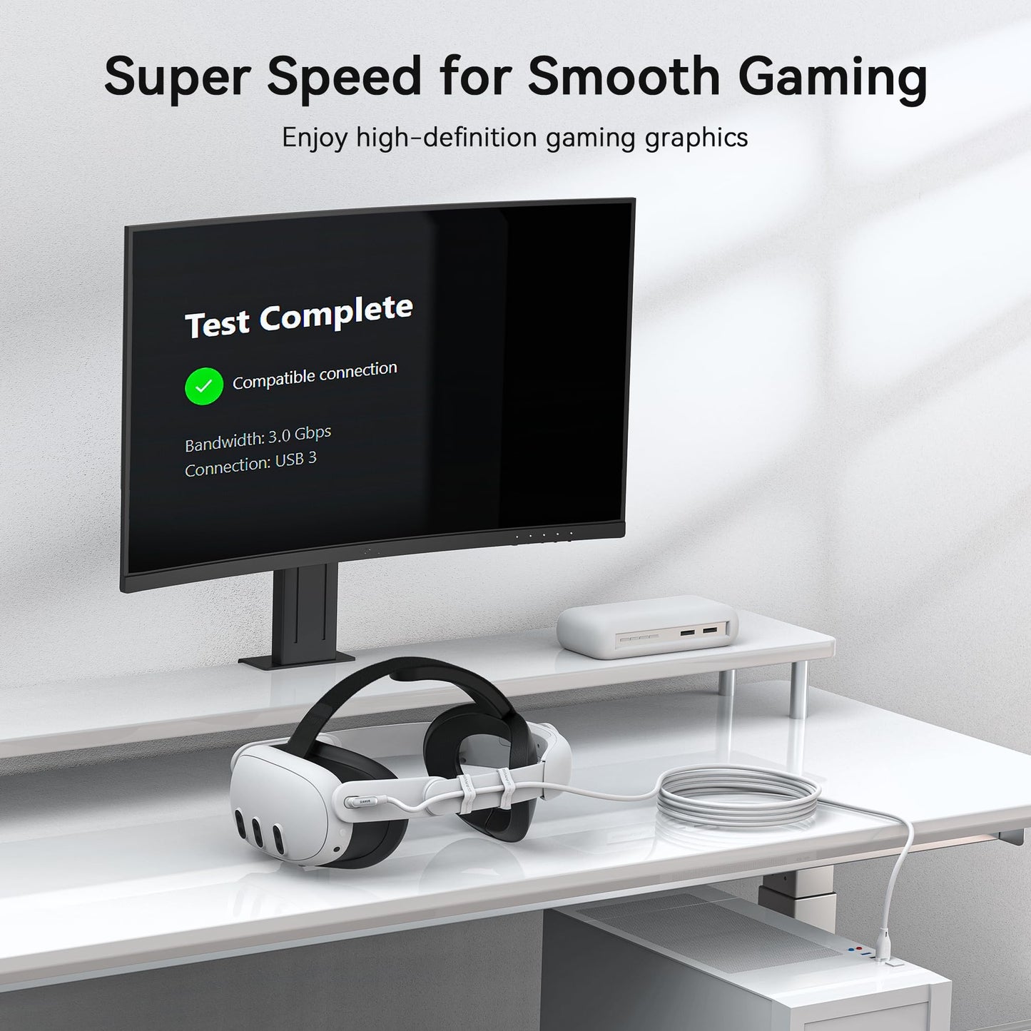 5m L字型 Linkケーブル Quest 3/ Quest 3S/Quest 2/Pro/Pico 4に対応USB-Cケーブル、最大速度 5Gbps、USB 3.0 高速PCデータ転送 (5m)