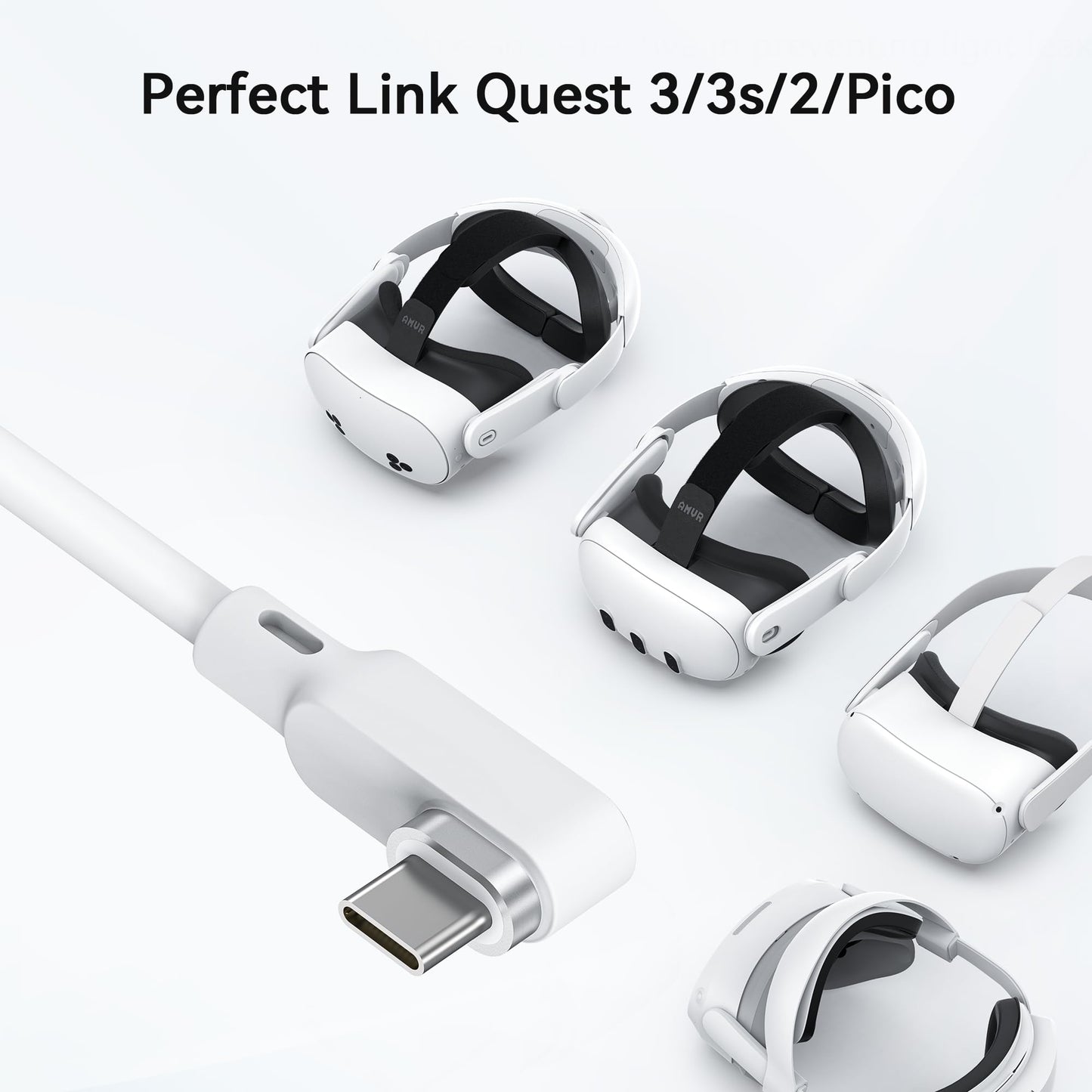 5m L字型 Linkケーブル Quest 3/ Quest 3S/Quest 2/Pro/Pico 4に対応USB-Cケーブル、最大速度 5Gbps、USB 3.0 高速PCデータ転送 (5m)