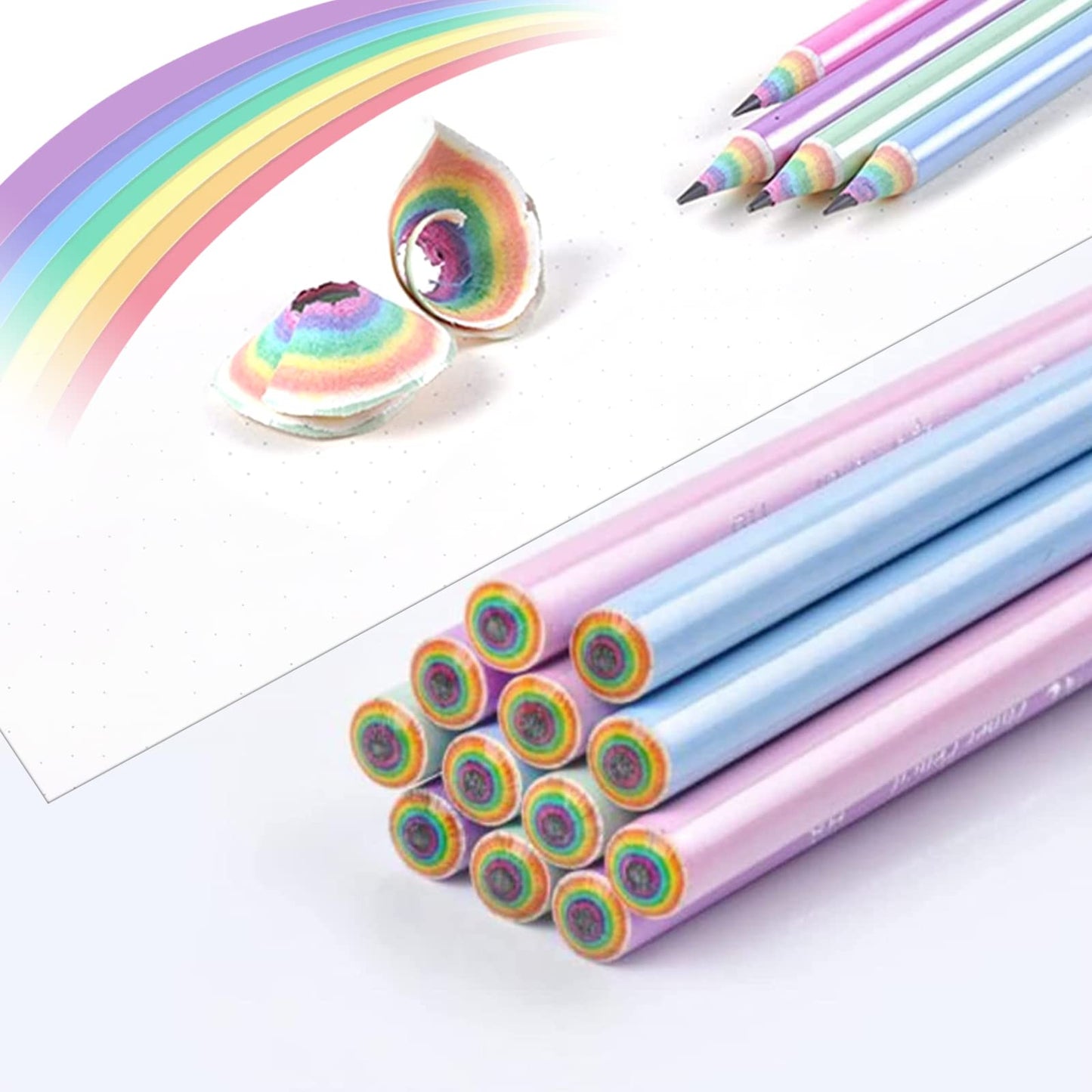 Ccfoud 2B鉛筆 Rainbow Pencils 26本入 入学祝 入学準備 小学生 虹鉛筆 えんぴつ かわいい鉛筆 小学生文具 おしゃれ鉛筆