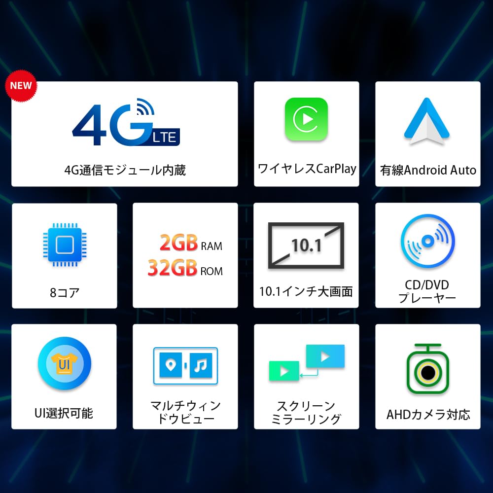 XTRONS カーナビ 2din Android12 車載PC 10インチ大画面 DVDプレーヤー 4G通信 SIM対応 8コア 2GB＋32GB オーディオ一体型 Bluetooth Wifi GPS iPhone Carplay android auto対応 USB SD 入力 (TIEシリーズ)