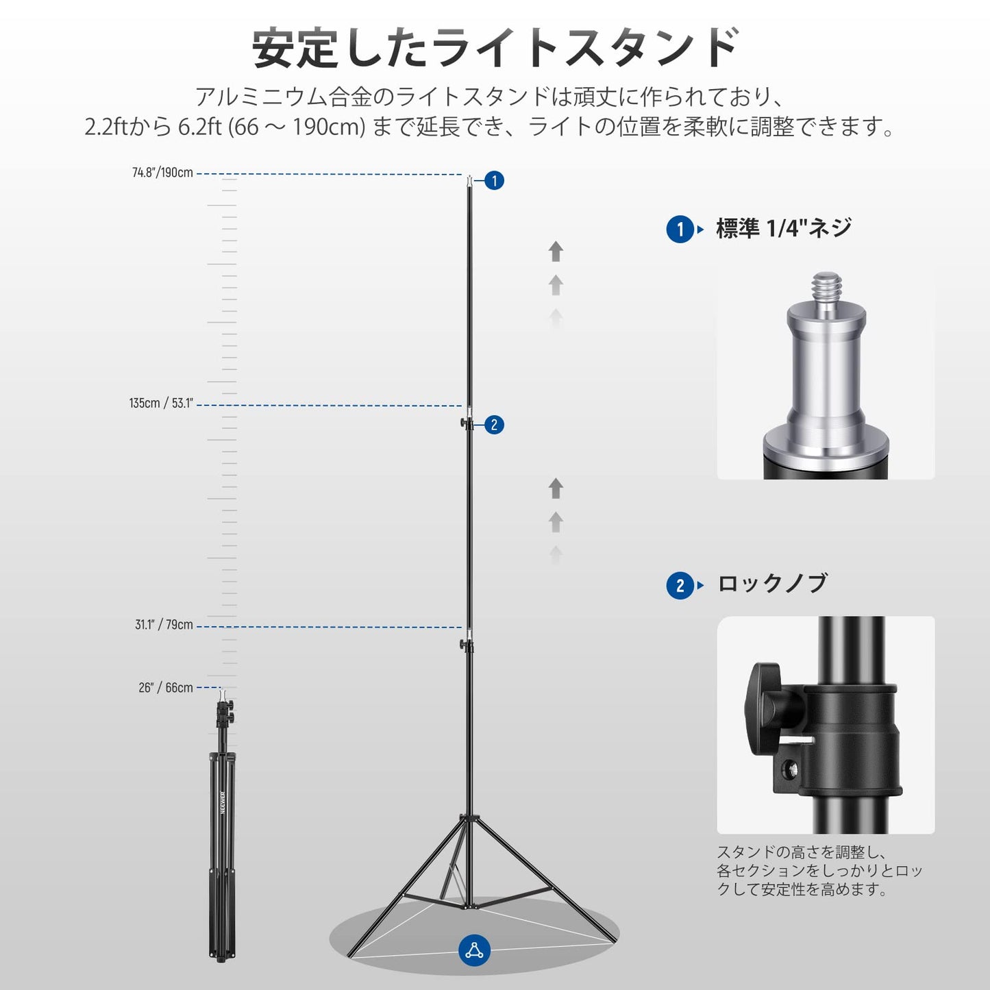 NEEWER 2パック 二色660 LEDビデオライトとスタンドキット Uブラケットと遮光板付きの3200K-5600K CRI 96+ 調光可能なライト、75インチライトスタンド スタジオ撮影とビデオ撮影用