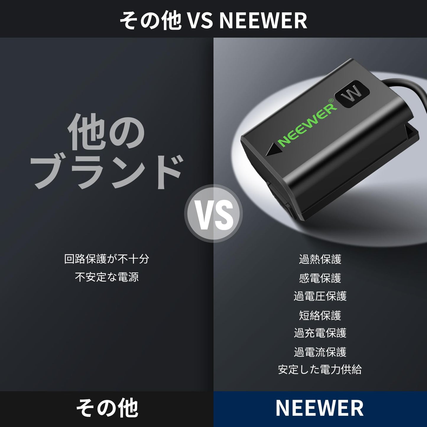 NEEWER D-Tap to NP-FW50 ダミーバッテリーアダプター電源ケーブル Vマウントバッテリー用 安定連続電源供給 コンパチブル ZV-E10 A3000 A5000 A5100 A6000 A6100 A6300 A6400 A6500 A7 II A7R II A7S II VP-FW50