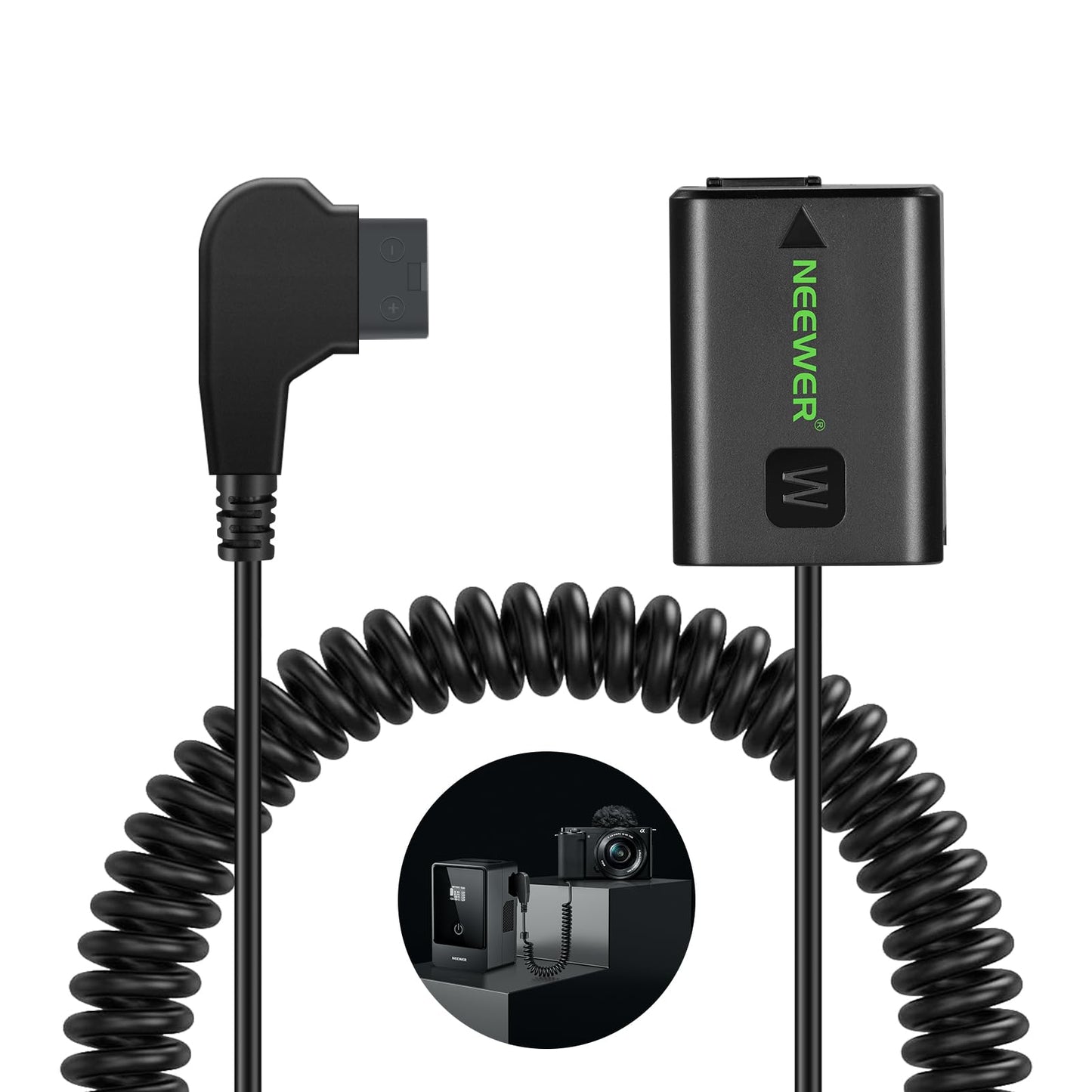 NEEWER D-Tap to NP-FW50 ダミーバッテリーアダプター電源ケーブル Vマウントバッテリー用 安定連続電源供給 コンパチブル ZV-E10 A3000 A5000 A5100 A6000 A6100 A6300 A6400 A6500 A7 II A7R II A7S II VP-FW50