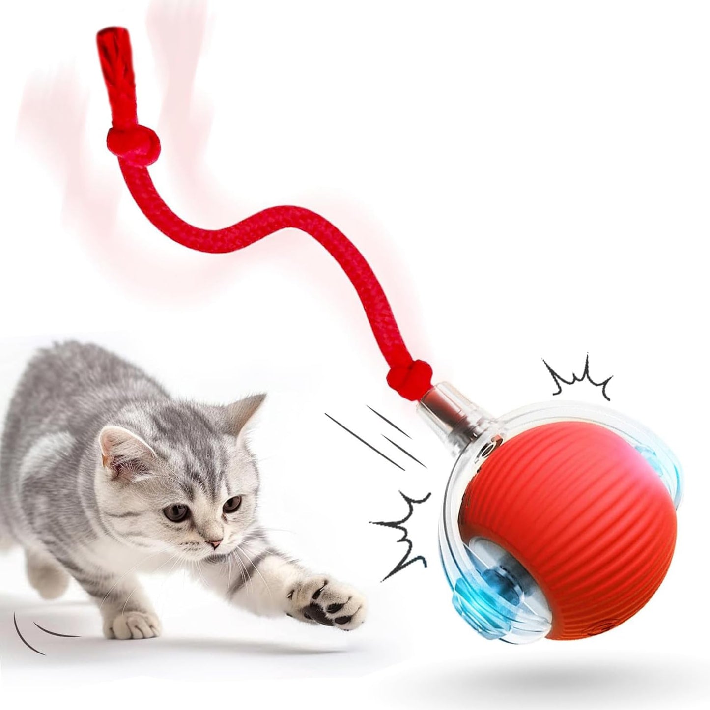 猫 おもちゃ 自動猫ボールおもちゃ 動く猫ボールおもちゃ 自動 360 度回転ローリング ボール USB 充電付き Type-C充電コネクタ