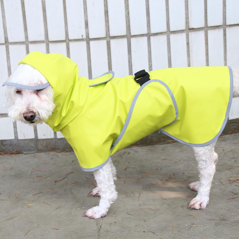 犬 レインコート 犬用傘 防水 着せやすい こーひ 完全防水 速乾ショール 梅雨対策 透明フード付きケープ 着脱簡単 防水 防雪 透湿 軽量 マジックテープ サイズ調整可能 小型犬 中型犬用 大型犬 防塵 梅雨対策 耐久性あり(イエロー（反射） M（2-3KG）)