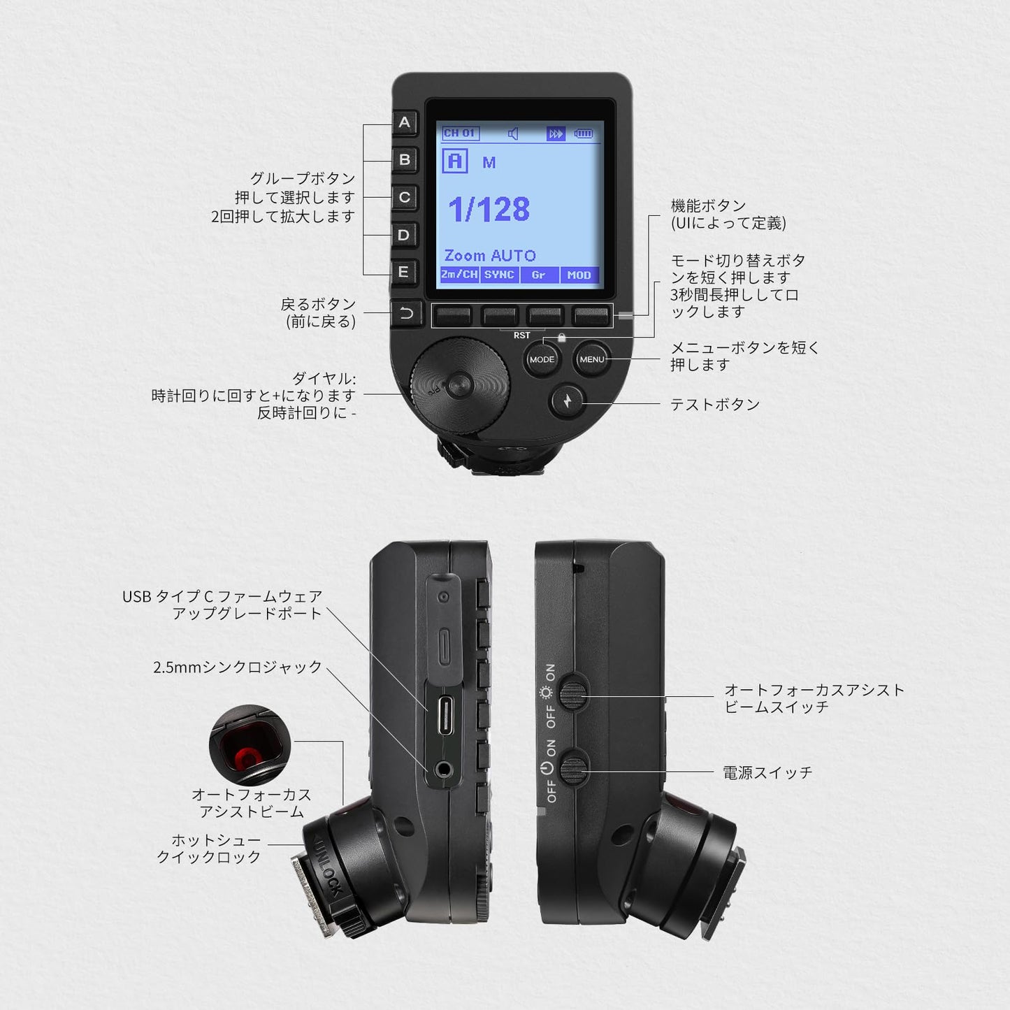 NEEWER アップグレード版 QPRO-C TTL 無線フラッシュトリガー 1/8000s HSS 大型液晶画面 傾斜設計 5専用グループボタン 9カスタマイズ可能な機能 Q4 Q3 Z2 Z1 Z760 NW760 S101-300W PRO/400W PRO用