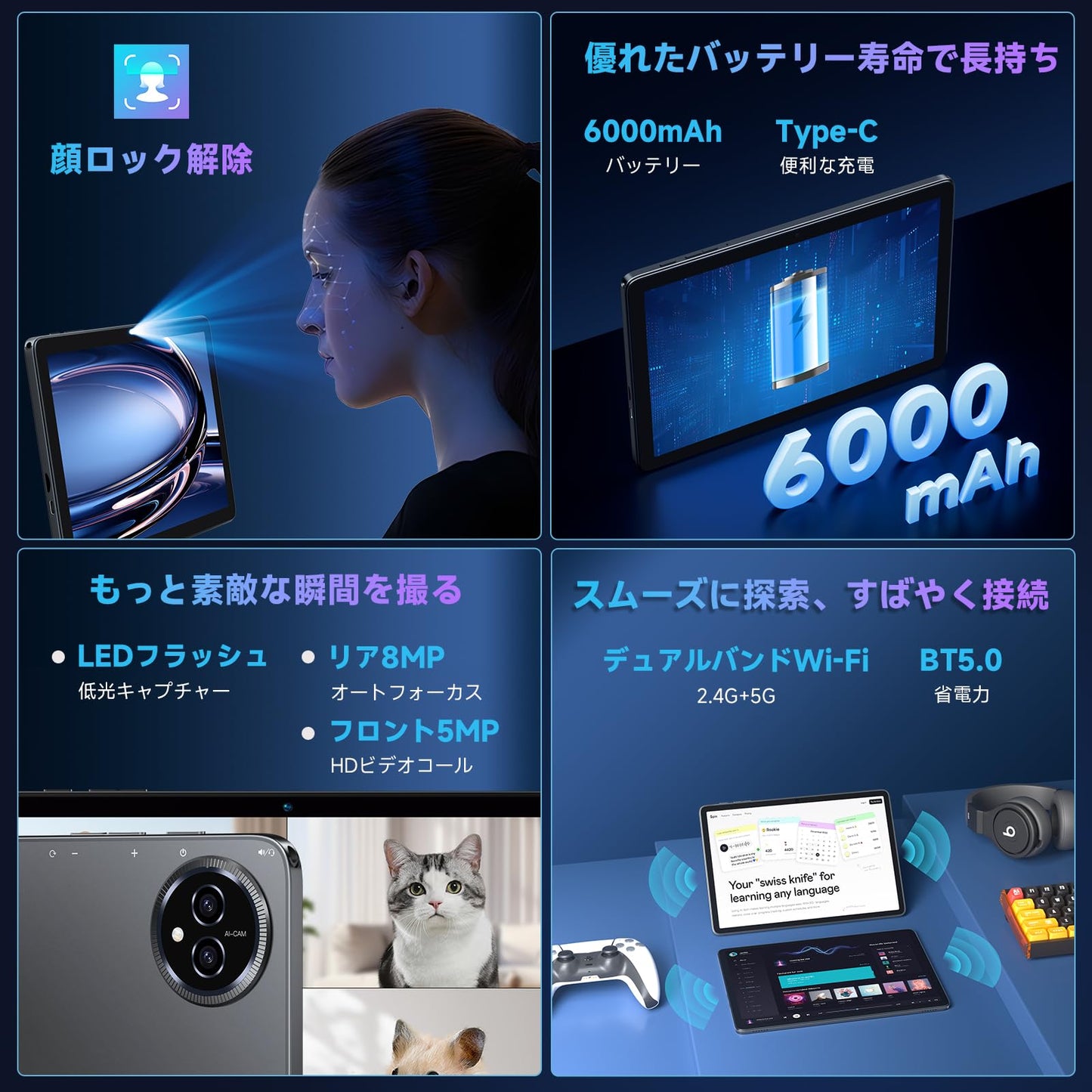 【Android 15 タブレット 初登場】Bmax I10 Plus アンドロイド 15 タブレット 10インチ、12GB+128GB+1TB拡張、WidevineL1 Netflix対応、8コアCPU T606 タブレット、6000mAh+Type-C充電+5GWiFi+BT5.0、OTG+顔認識+無線投影+画面分割+FMラジオ、Android 15 タブレット 10インチ wi-fiモデル