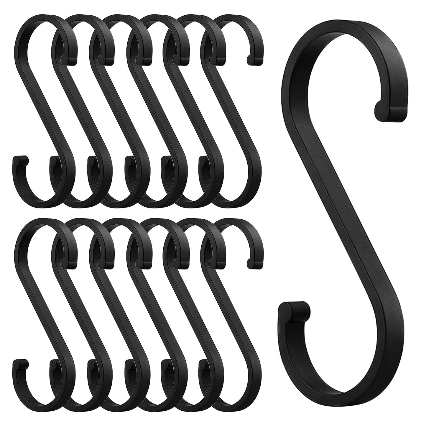 S字フック 10本セット Sカン S字 汎用フック アルミ合金 錆防止 キッチン 収納 小物掛け 吊り下げ フックS字 ブラック (大（52×105mm）)