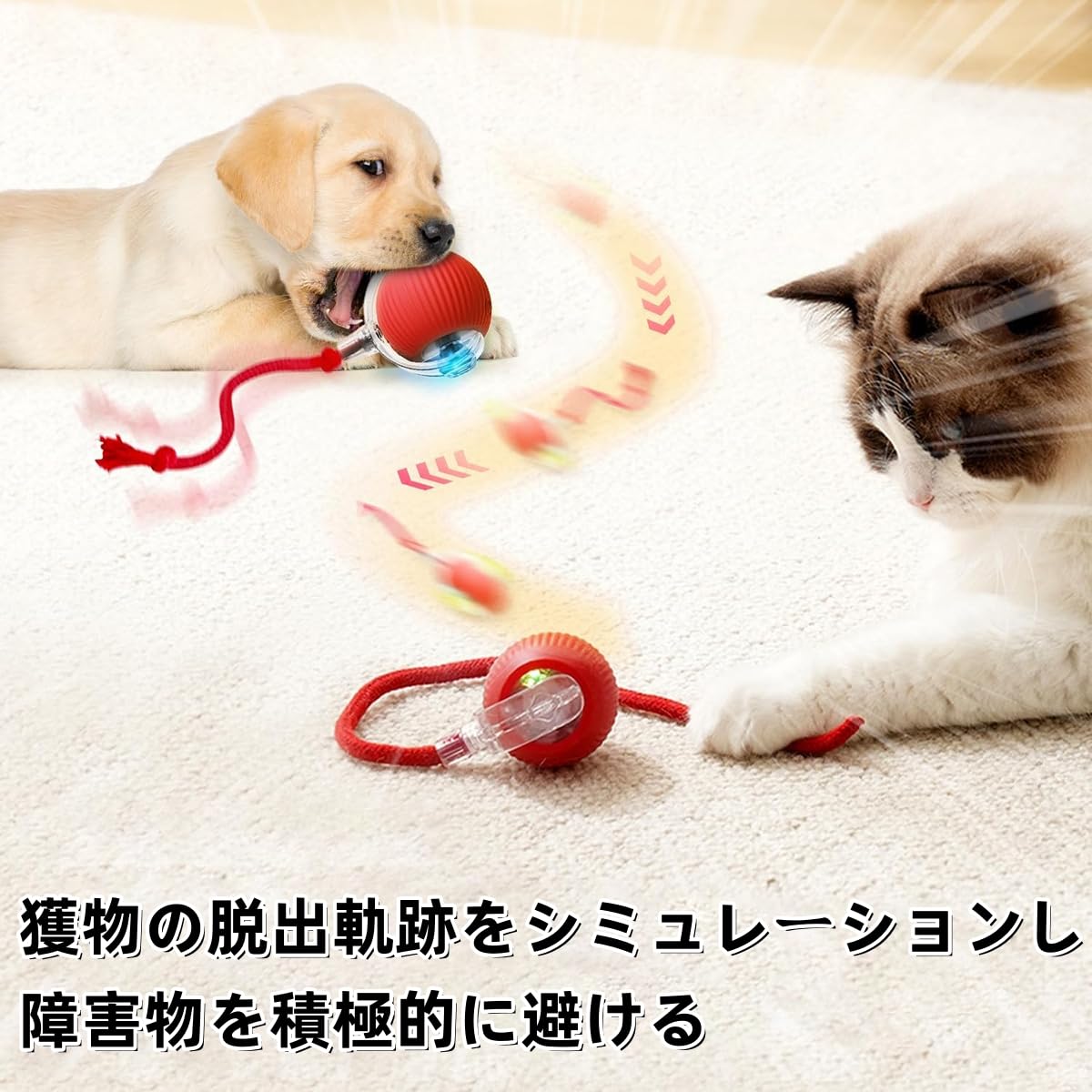 猫 おもちゃ 自動猫ボールおもちゃ 動く猫ボールおもちゃ 自動 360 度回転ローリング ボール USB 充電付き Type-C充電コネクタ
