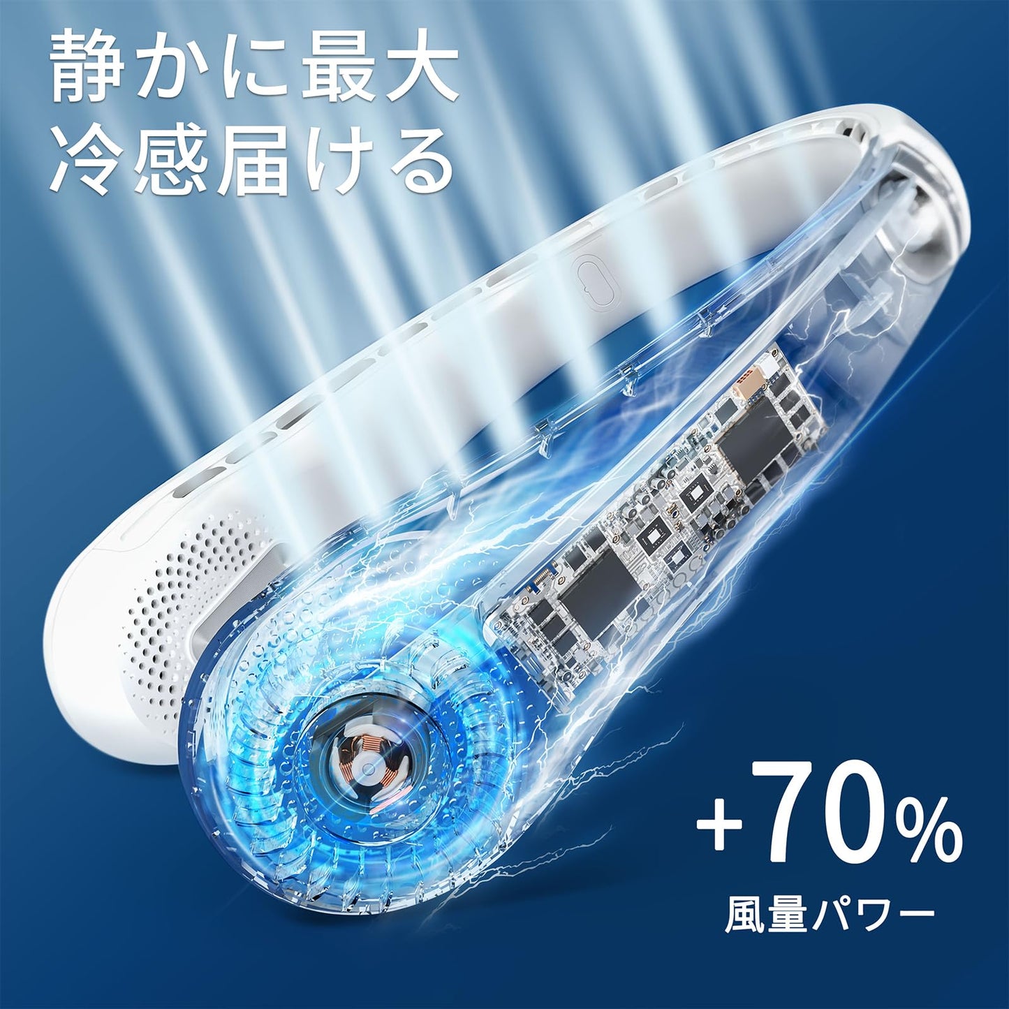 【2024年モデル 瞬間冷却ネックファン】首掛け扇風機 ネックファン 首掛けクーラー 携帯扇風機 羽根なし 静音 大風量3段階調節 軽量設計 Type-C充電 熱中症対策 超軽量 小型 強風 花火大会 ライブに適用