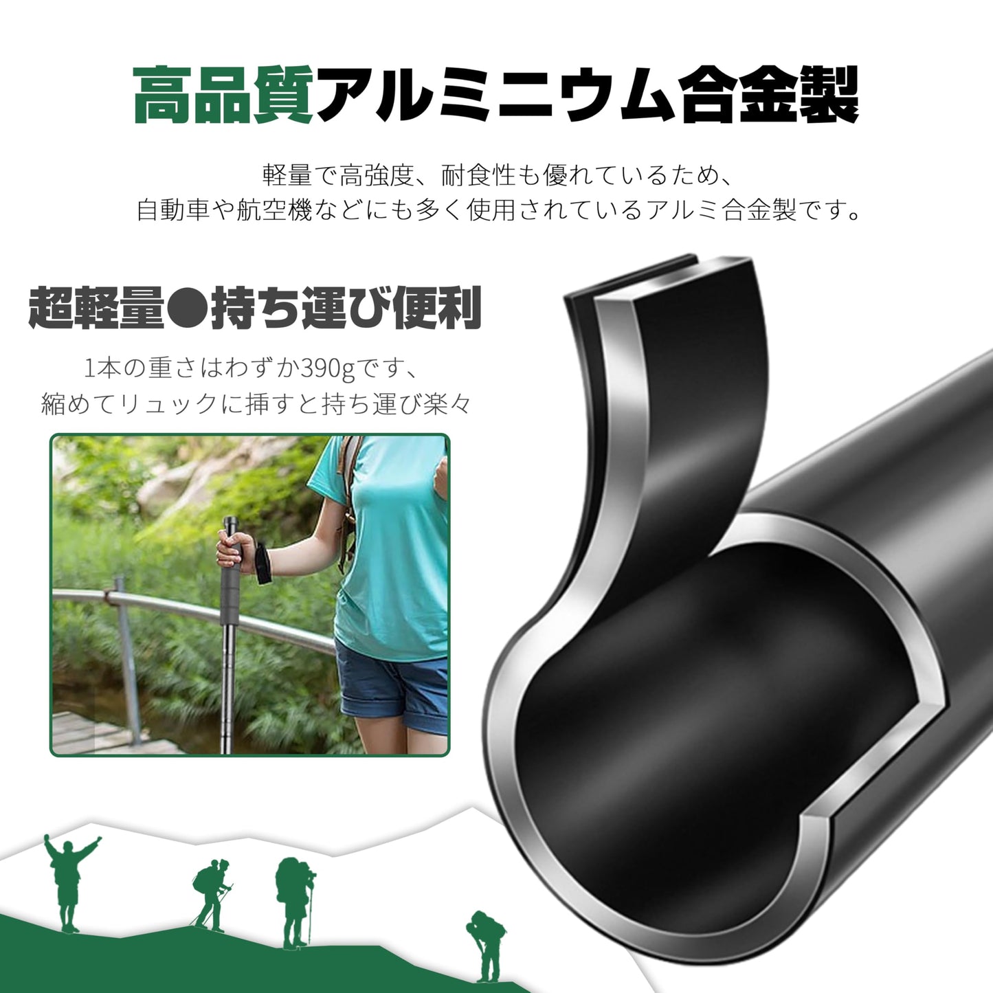 トレッキングポール 多機能トレッキングポール 組み立て式 ンパクト収納 サバイバル 山登り ストック コンパクト式 ナイフ ライバー び子 打ち石 ンパス多機能 登山 ハイキング 山行 野外冒険 自救 防衛 納バッグ