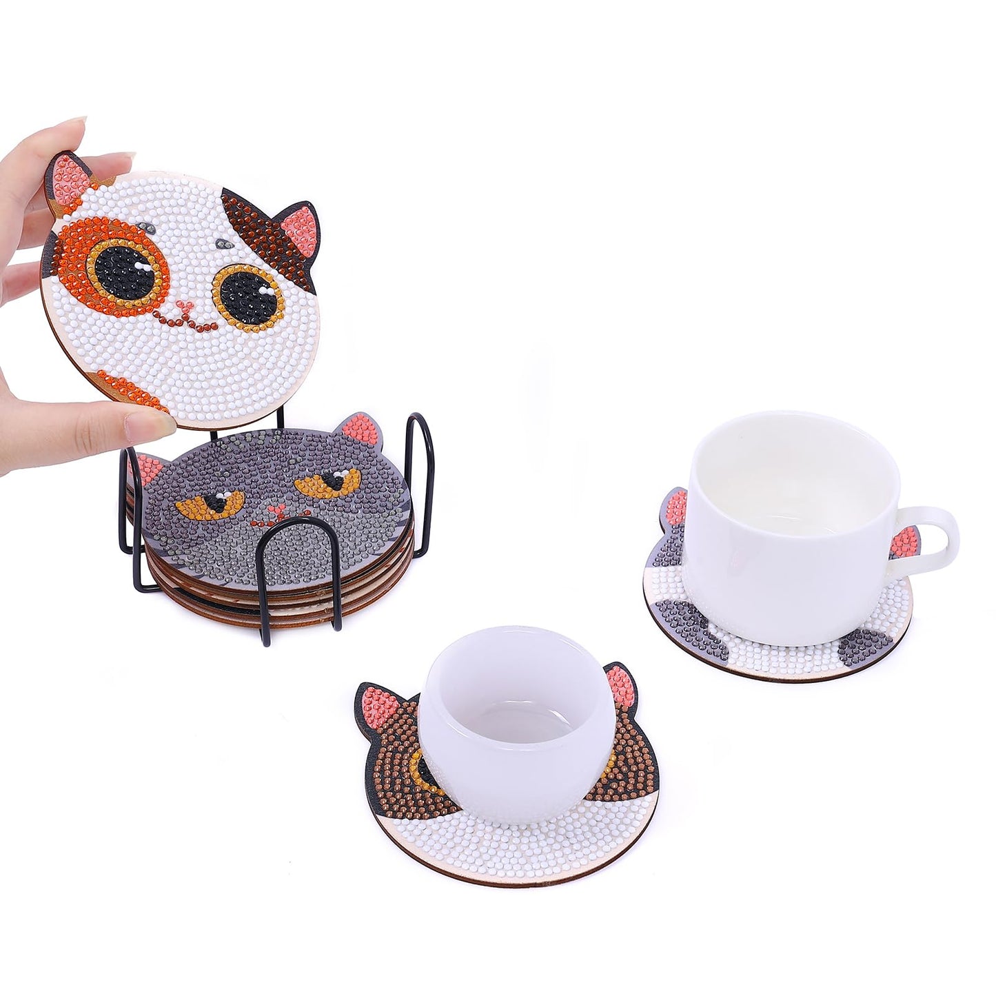 ダイヤモンドアート コースター キットビーズアート  DIYダイヤモンドペインティング 5Dダイヤモンド塗装キット ホルダー付き コースター 手芸キット 初心者 大人 子供用 人気 手作り アートクラフト用品
