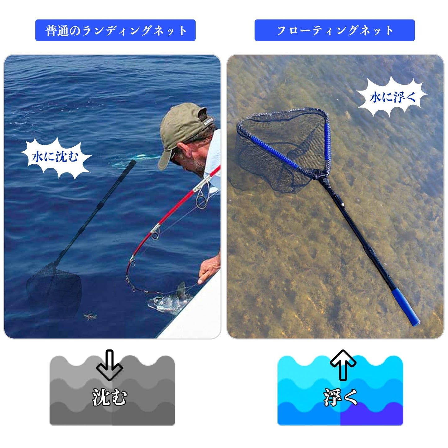 折りたたみ式フィッシングネット、ワンタッチネット、浮遊物用ネット、稲わらネット、釣り用ネットアクセサリー、98cm/130cm