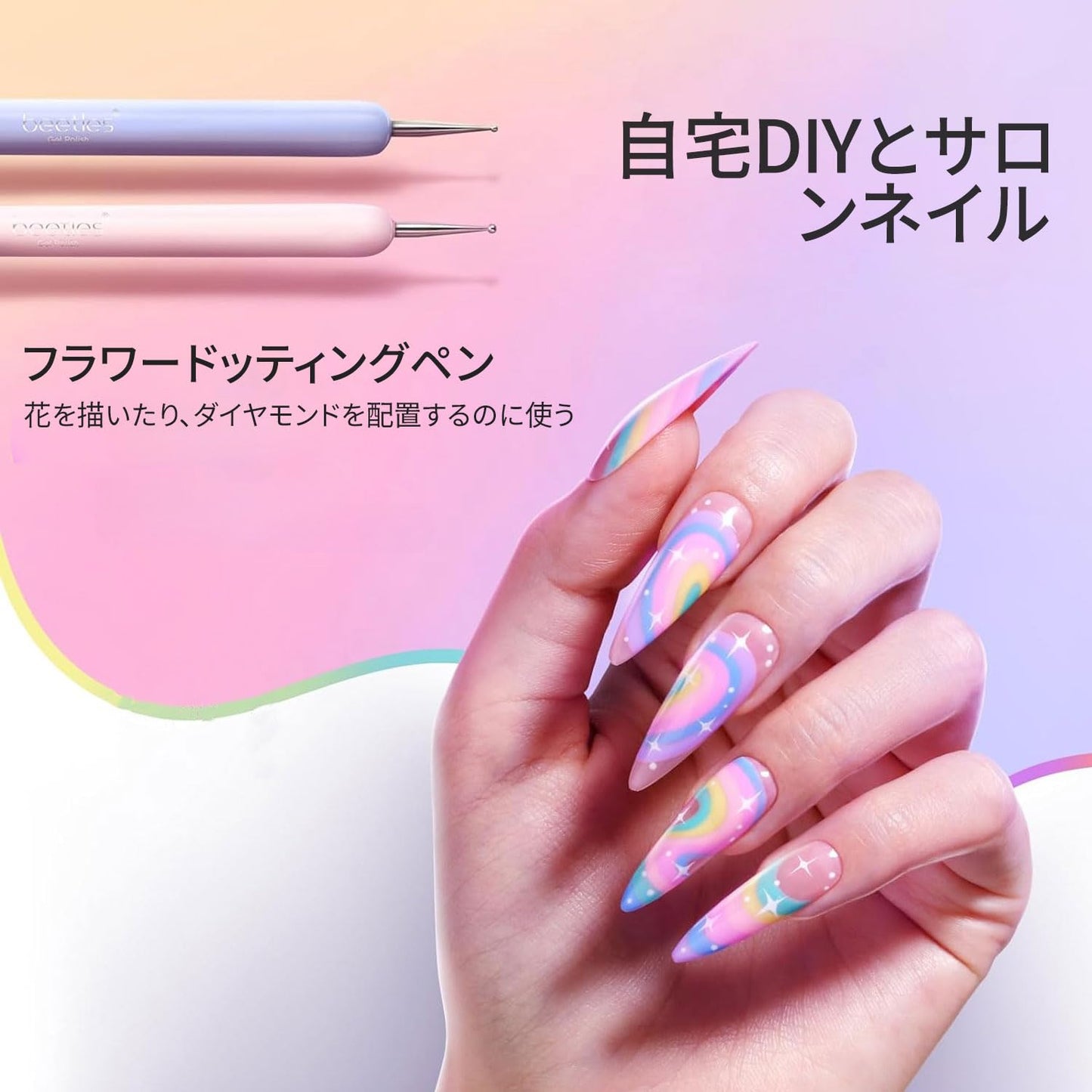 ネイル 筆 ネイルブラシセット【6個入り】ジェルネイルブラシセット ネイルアートラインブラシ スマッジペンシル プルラインスカルプティングペン (A)