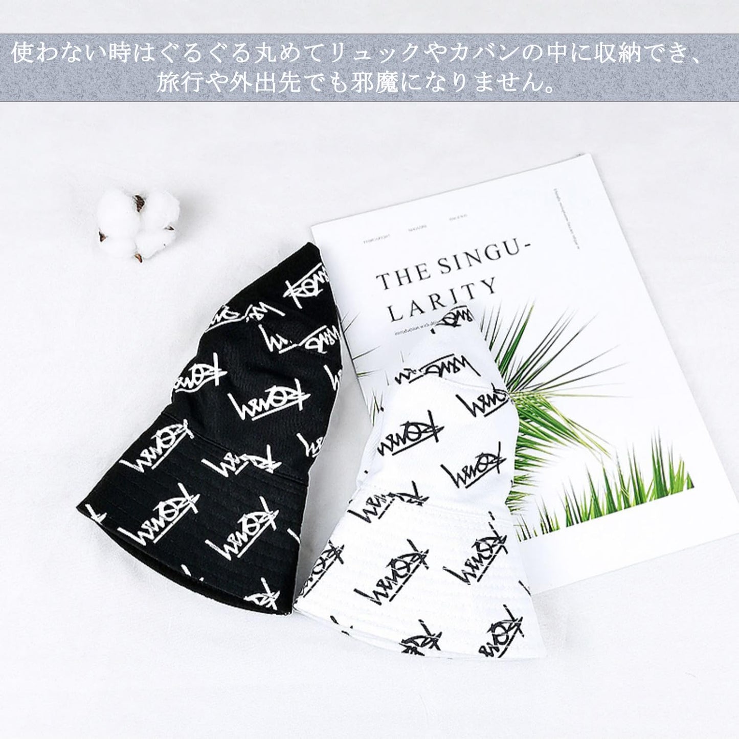 ハット メンズ バケットハット 両面着用 帽子 英語文字 男女兼用 深め 日よけ 大きいサイズ キャ ンプ アウトドア リバーシブル