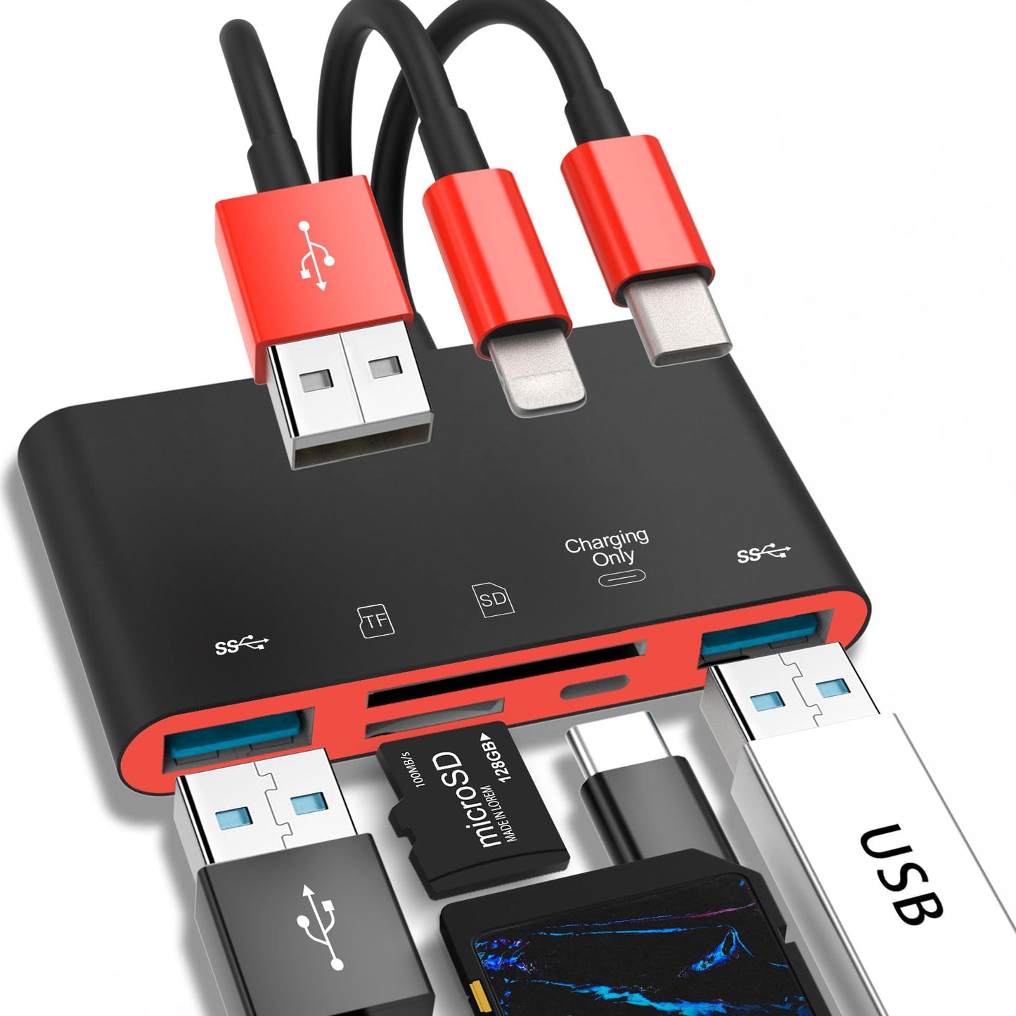 5 in 1のメモリーカードを読み取り/USB OTGアダプタ/SDカードを読み取り/Phone/Pad用/USB C/Aデバイス/Micro SD/SDカードスロット/SD/Micro SD/SDHC/SDXC/MM