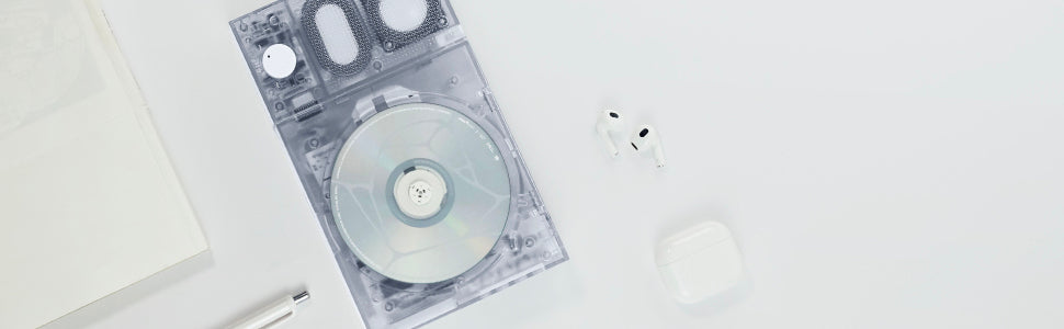 】TINYL SPLITタイノ スプリット3in1 CDプレーヤー「ポータブルCDコンポ CDプレーヤー Bluetoothスピーカー」防振/小型/軽量、音楽再生/語学学習/胎児教育 日本語説明書 (透明)