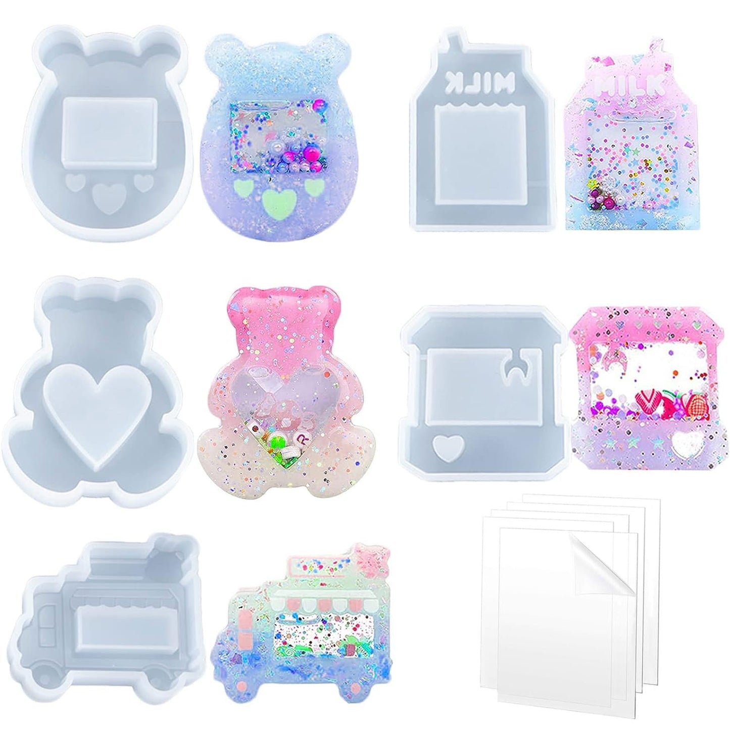 レジンセット PPシート 10枚 流砂シール 液体レジン DIY プラスチックパッド シェイカーモールド シャカシャカペンダント 流砂型 スペシャル