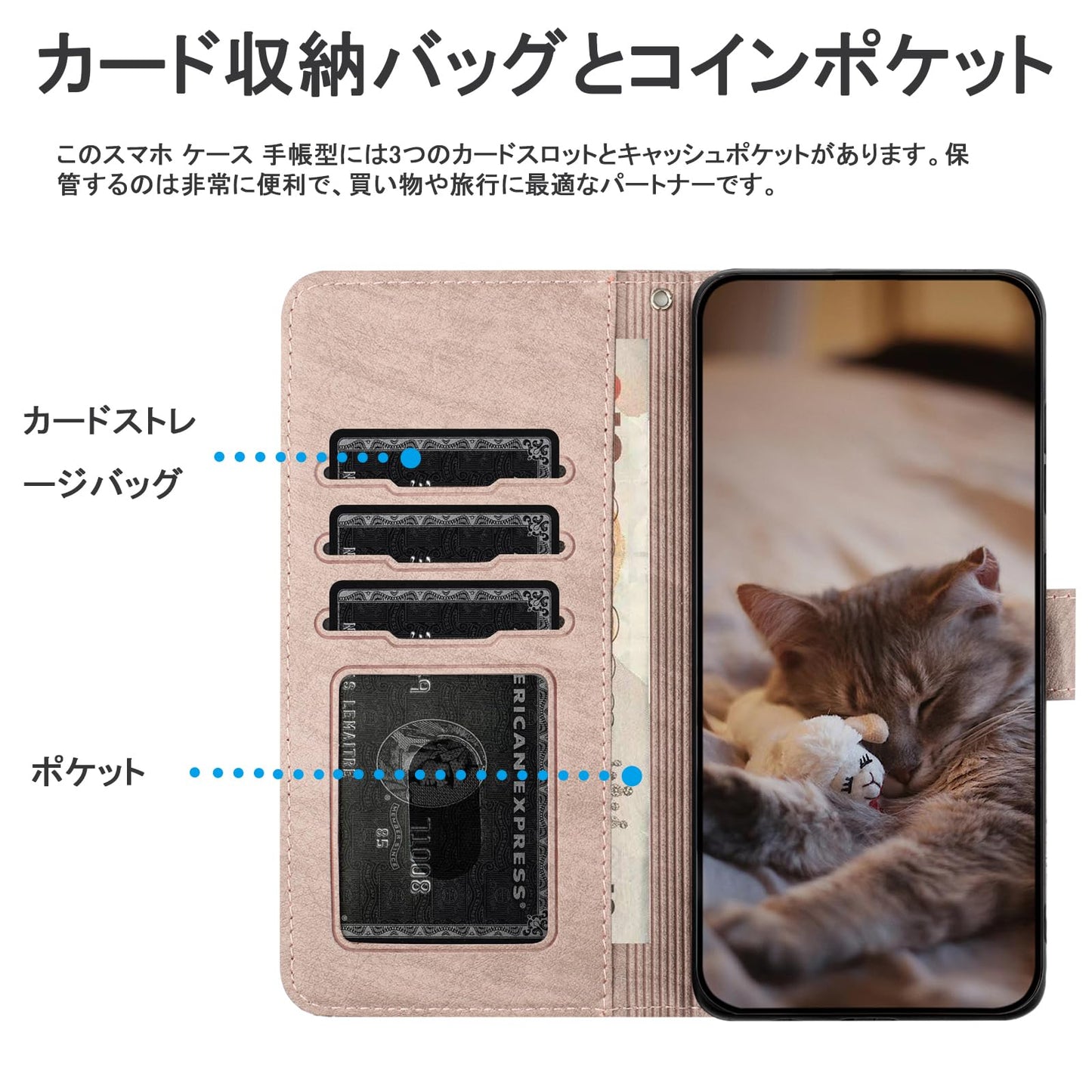 Galaxy S25 ケース 手帳型 Galaxy S24/S25 ケース Galaxy S25 SC-51E ケース 手帳型 ギャラクシーS25 ケース 手帳型 かわいい 携帯ケース アンドロイド Galaxy S25 ソフトTPUインナーシェル 精密カットアウト マルチカード収納 桜柄マグネット開閉式 キャッシュポケット 耐衝撃保護 調整可能 レベリングスタンド[青色]