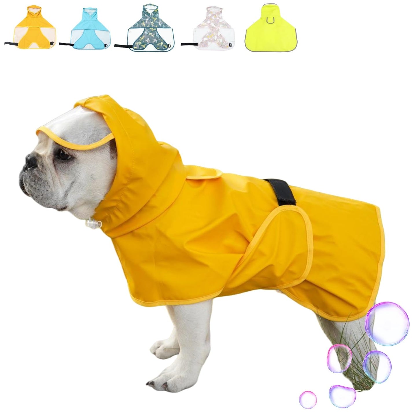 犬 レインコート 犬用傘 防水 着せやすい こーひ 完全防水 速乾ショール 梅雨対策 透明フード付きケープ 着脱簡単 防水 防雪 透湿 軽量 マジックテープ サイズ調整可能 小型犬 中型犬用 大型犬 防塵 梅雨対策 耐久性あり(イエロー（反射） M（2-3KG）)