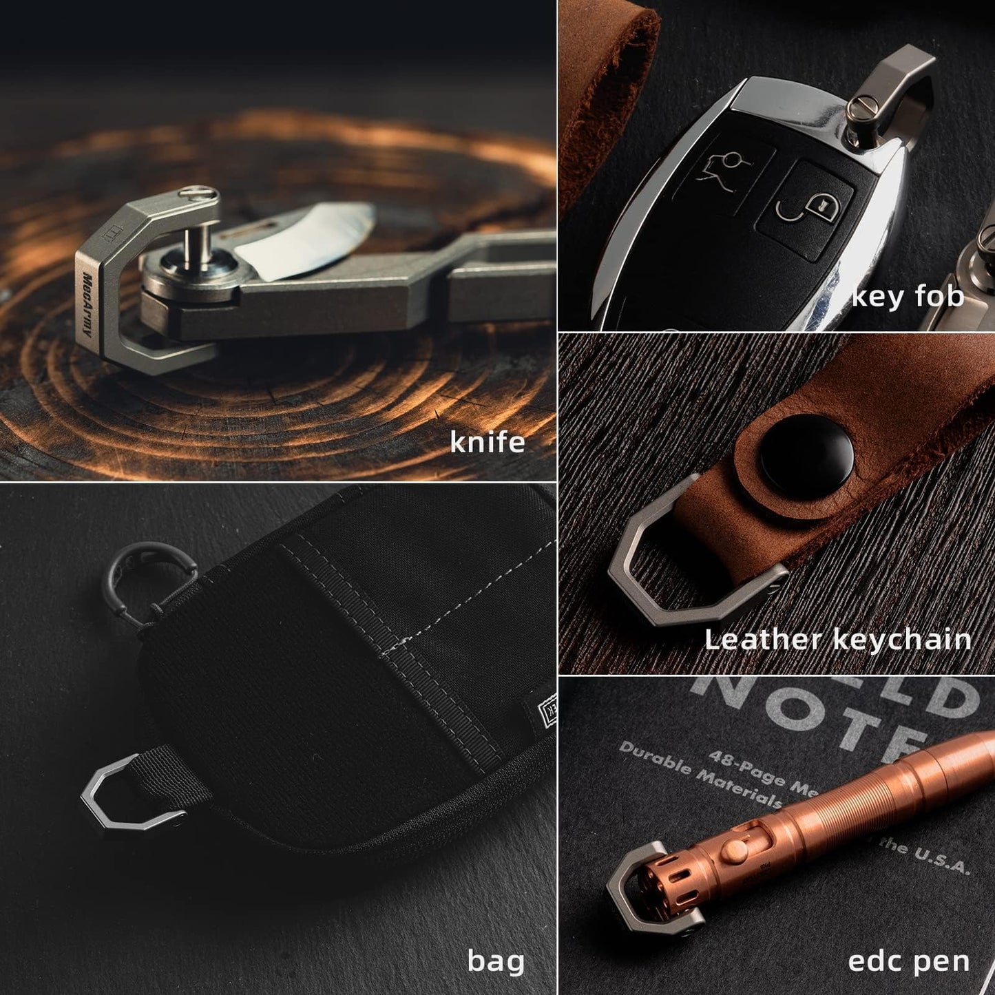 [MecArmy] CH2 チタン D型 キーリング ユーティリティキーリング スクリューシャックル キーチェーン 車 キーツール キーリング 日常の持ち運びに