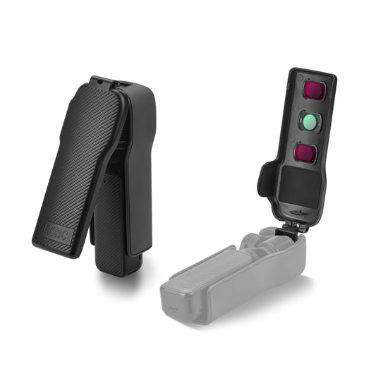 ポケット3カバーケースアクセサリー、ジンバルフリップ保護カバーレンズプロテクターキャップは、DJI Osmo Pocket 3 Creatorコンボ用フィルター3枚を収納可能(ブラック)