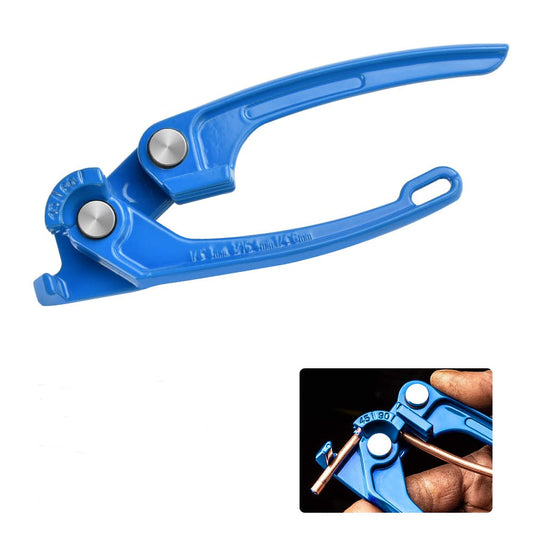 パイプベンダー 手動 チューブベンダー パイプ加工用 1/8″ 3/16" 1/4"インチパイプに対応 90度まで曲げ可能 ハンドチューブベンダー エアコン配管 配管工具 軟質の銅/鉄/アルミパイプ 曲げ工具 DIY加工（ブルー）
