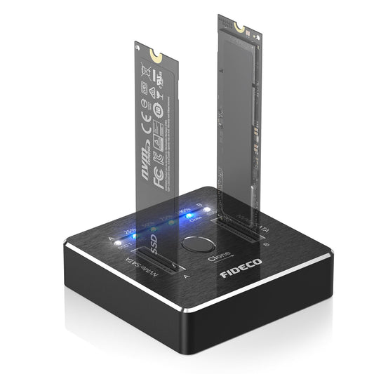 M.2 NVMe SATA SSD クローナー ドック デュアルベイ M.2 NVME SATA SSD エンクロージャ 20Gbps M.2 NVMe SATA SSD ドッキングステーション USB 3.2 Gen 2 NVMe クローン ドッキングステーション M.2 オフライン クローン UASP トリムをサポート アルミニウム設計