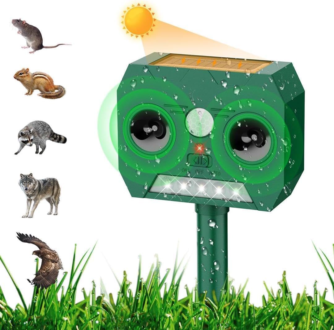 動物撃退器 Oldstar 害獣対策器 害獣対策器 猫よけ 人気 鳥よけ 犬よけ 猫避け 15m感知範囲 LED強力フラッシュライト 赤外線センサー 二つ 超音波スピーカー ソーラー充電 超長待機 IP66防水防塵 超音波害獣対策器 差し込み & 壁掛け型 の 両用