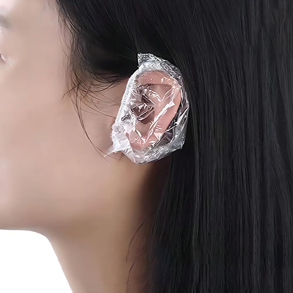 耳カバー 使い捨て ヘアカラー用イヤーマフ 約300枚 透明 ヘアカラー用イヤーカバー 業務用 男女兼用 フリーサイズ