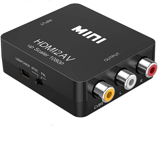 コンバーター RCA変換アダプタ 1080P対応 PAL/NTSC切り替え HDMI入力をコンポジット出力へ変換 USB給電ケーブル付き