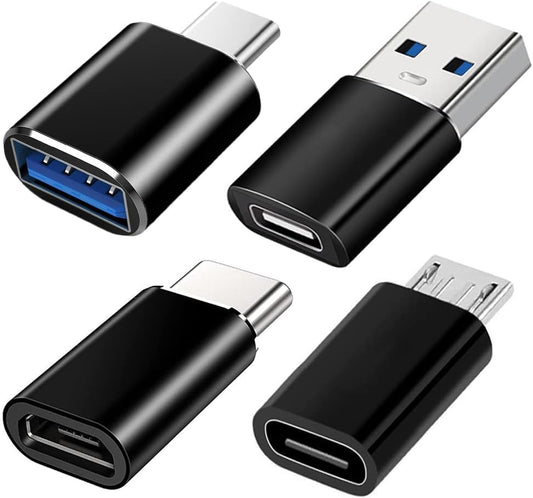 USB-C アダプタ セットUSB Type-C 変換アダプタ USB Type C to USB 3.0 Type-C OTG機能搭載 Type C to Micro Micro to Type C （4個黒）