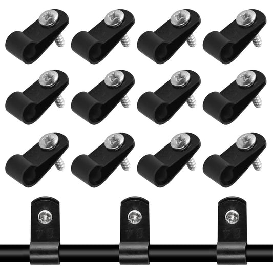 ケーブルクリップ 100個入り ケーブルホルダー 壁 固定 直径6.4mm ネジ付き コードクリップ ナイロン Rタイプ コードフック ケーブル収納 コード管理 ケーブル固定具 (黒)