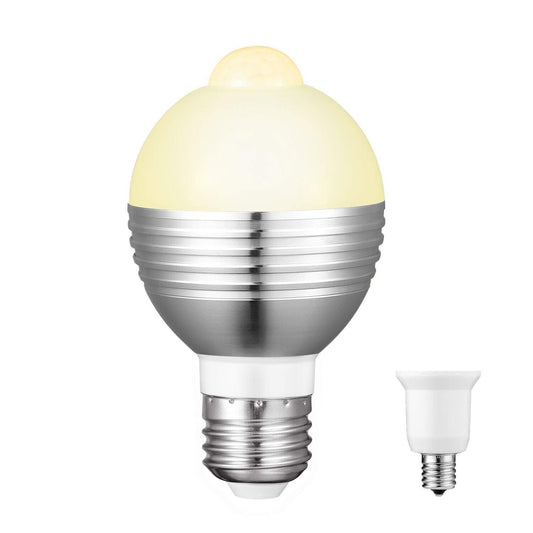 LED電球 人感センサー E26口金 センサー電球 口金直径26mm センサーライト E17口金変更アダプター付き 高輝度 自動点灯 消灯 2700K 7W 50W形相当 650lm E26口金 消し忘れ防止 省エネ  クローゼットに最適