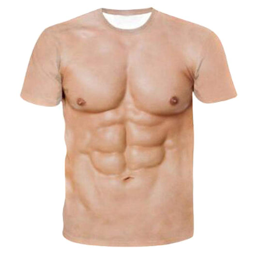 筋肉タトゥープリントTシャツ男性半袖3Dデジタル印刷Tシャツ