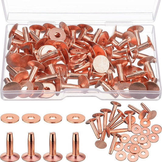 銅リベットとバリ、ベルト用レザー用、銅リベットウォレット、カラーレザーDIYクラフト用品、1/2インチ