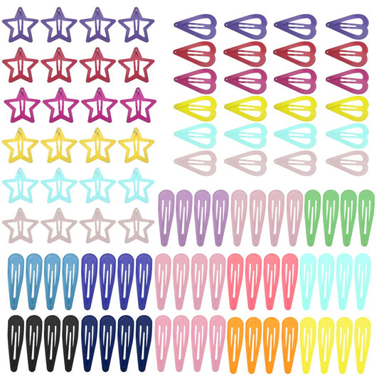 ヘアピン 約100個セット ヘアクリップ かわいい スナップヘアクリップ ヘアピン パッチンピン スリーピン 前髪 DIY アクセサリー 髪飾り 髪留め カラーランダム