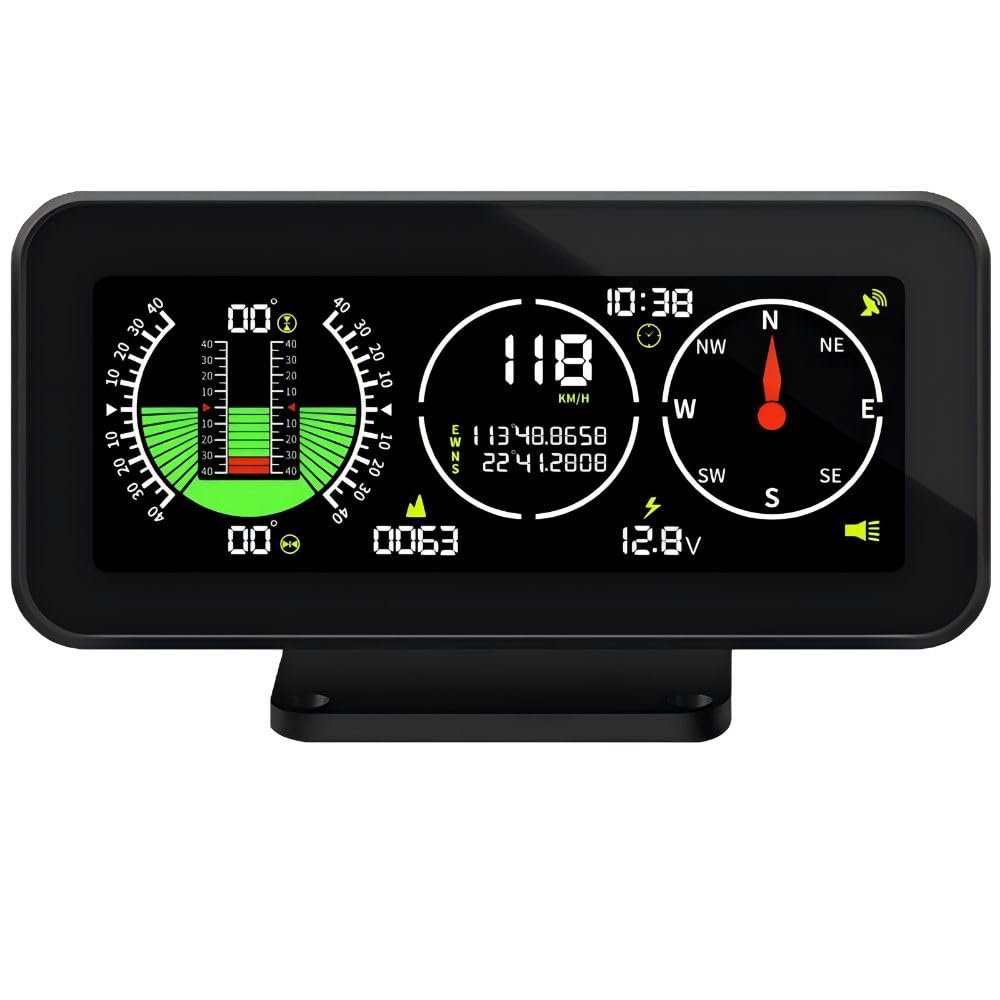 ヘッドアップディスプレイ gps 多機能メーター gps 速度計 車載 高度計 傾斜計 車 時計 車両勾配計 gps スピードメーター 過速度警告搭載 疲労運転警報 DC12V対応