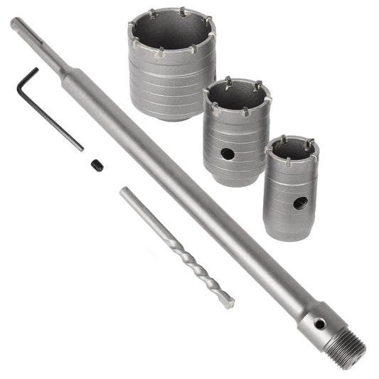 30mm 40mm 50mm コンクリートプラグンクリートホールソーセットライフパレット コンクリートドリルセット ホルソー ホールソー ロング 超硬 コアビット センタードリルコンロッド、レンチ付き ドリルセット 壁面カットアウト