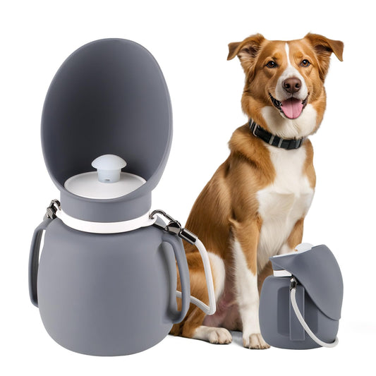 犬 水筒 散歩用、漏れ防止の便利なペットウォーターボトル、ハイキング/サイクリング/トレーニングに最適、ストラップ付き、800ml