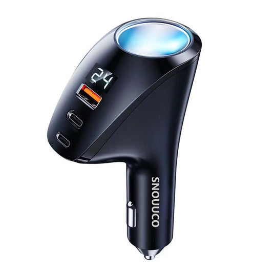 【PD36W&QC22.5W】 5 IN 1 カーチャージャー シガーソケット USB 車載充電器 分配器 急速充電 3ポート LED付 オート電圧測定 スマート識別 増設分配器 12V/24V USB 車 充電器 Dashcam,GPS,iPhone 15 14 13 12 11 X 8,iPad,Samsung Galaxy S20,Note等その他Android/IQOS対応