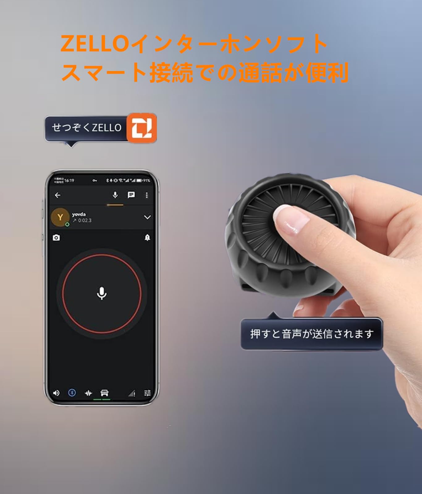 多人同時通話神器】Bluetooth PTTボタン ZELLO専用 隠し式 PTTスマートボタン 小型軽量 BLEボタン ワンタッチ通話機能 超長待機時間 IP67防水防塵 ストラップ付き iOS/Android対応 自家用車/トラック/自転車/バイク イヤホン YPC21黒