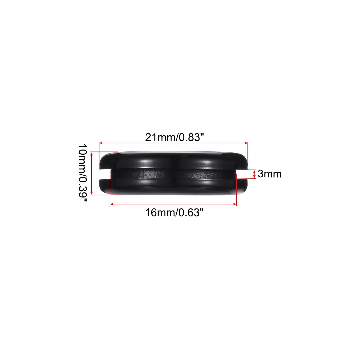 ラバーグロメット 円形 両面マウント 直径16mm 内径14mm ワイヤー保護用 8個入り