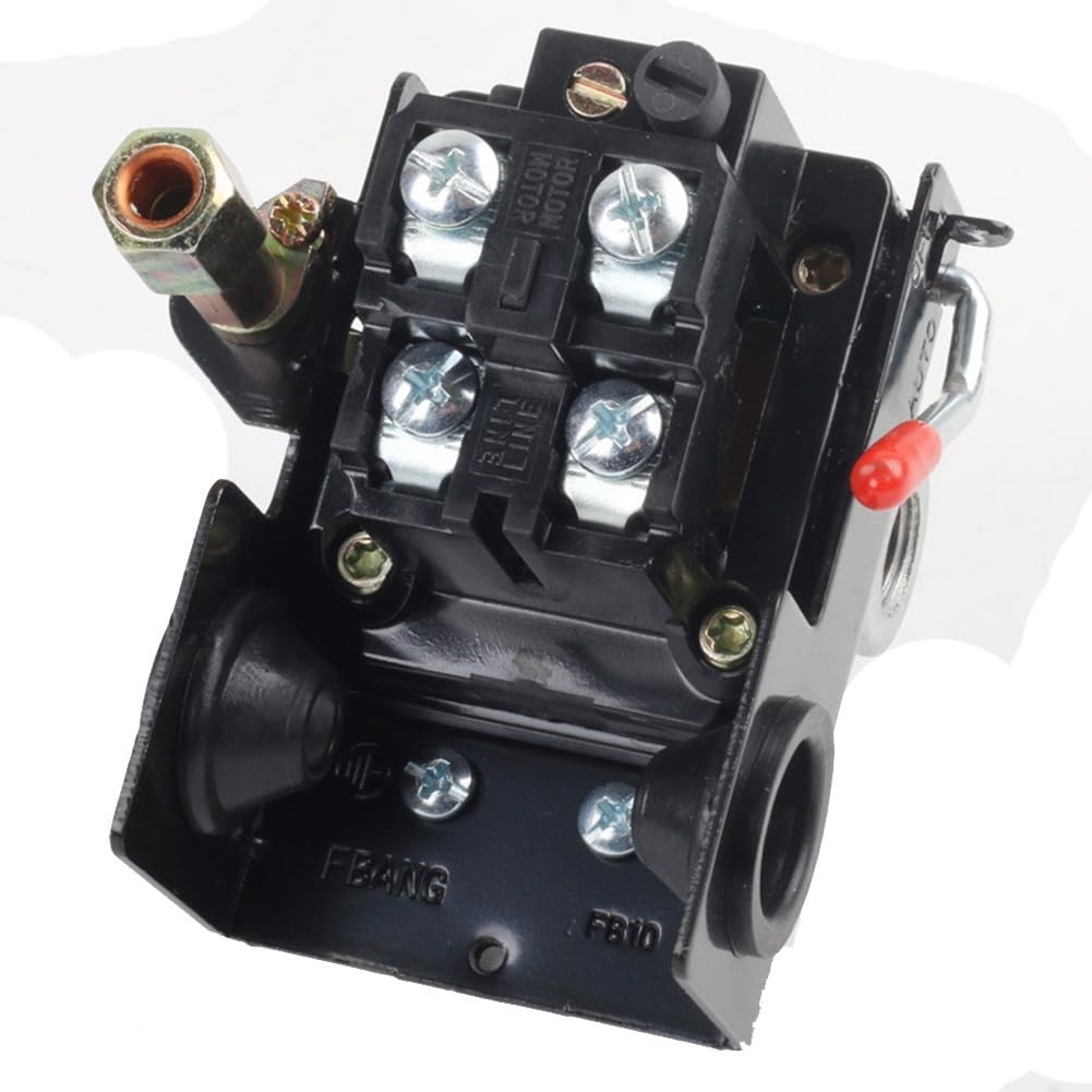 エアーコンプレッサー圧力スイッチ エアーコンプレッサースイッチ 90-120PSI 4ポート安全弁エアーコンプレッサー