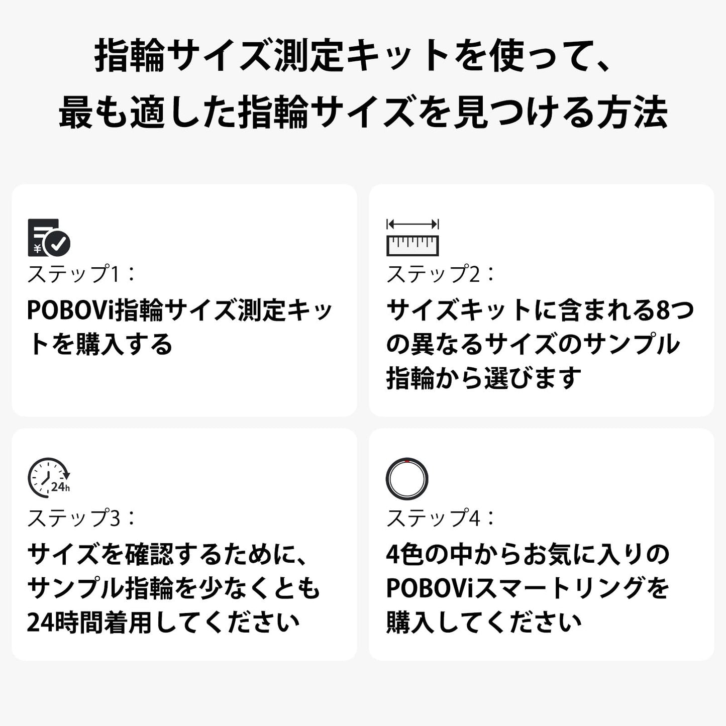 スマートリング サイズ測定キット—購入前にサイズ確認—8サイズのサンプル指輪付属 第1世代指輪対応