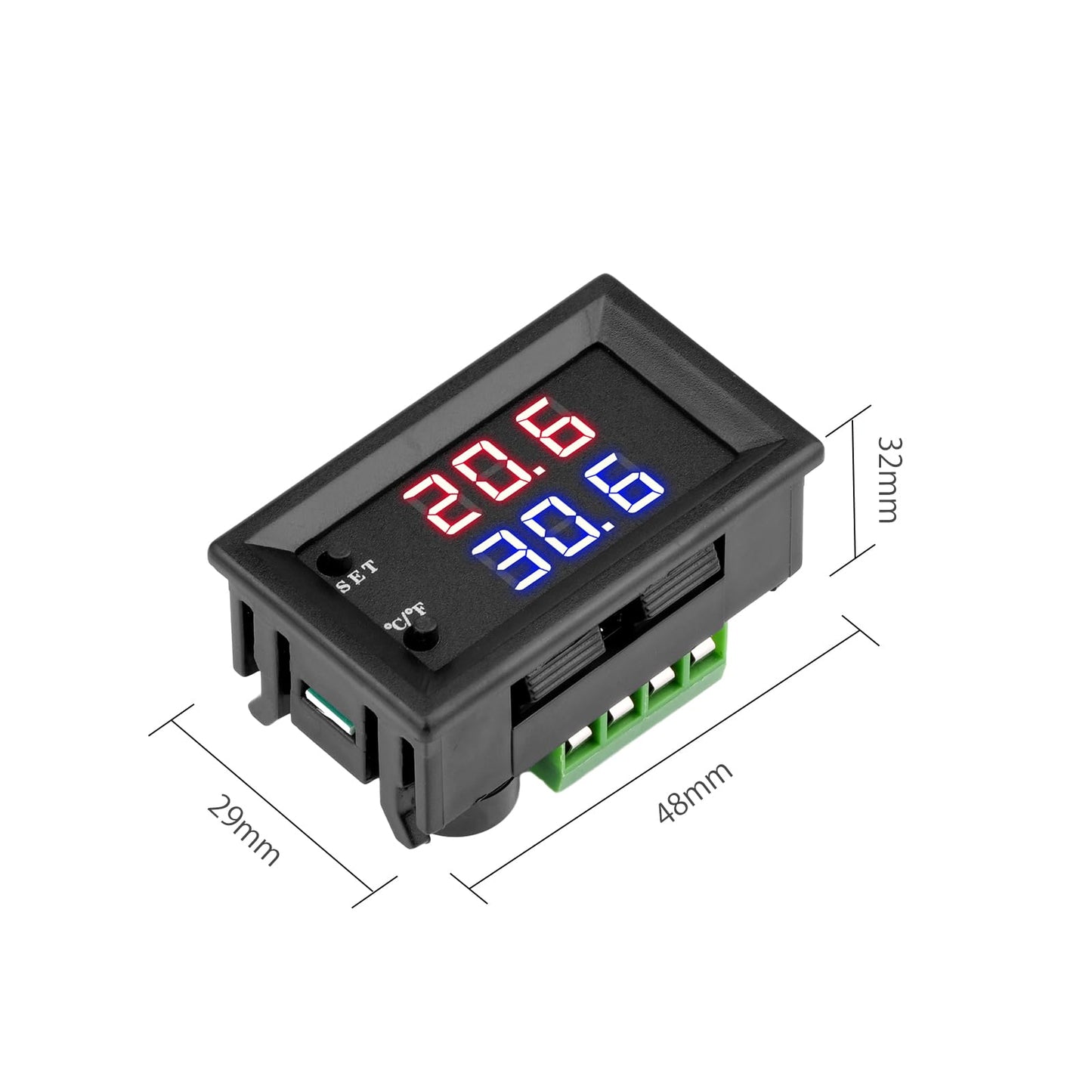 デジタル サーモスタット DC 12V NTC -50°C への 110°C、サーミスタ ラインが付いている小型サーモスタット 赤および青の表示が付いている調節可能な温度スイッチ