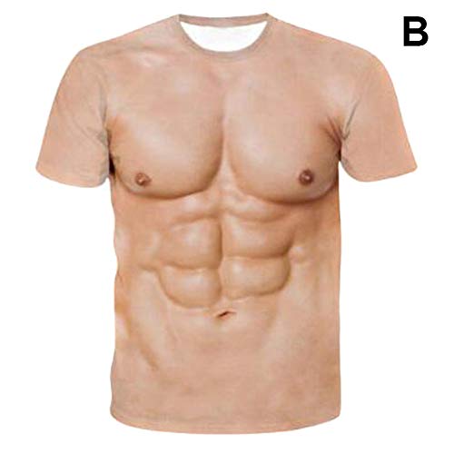筋肉タトゥープリントTシャツ男性半袖3Dデジタル印刷Tシャツ