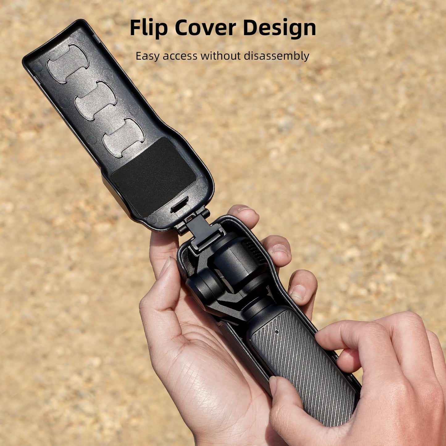 ポケット3カバーケースアクセサリー、ジンバルフリップ保護カバーレンズプロテクターキャップは、DJI Osmo Pocket 3 Creatorコンボ用フィルター3枚を収納可能(ブラック)